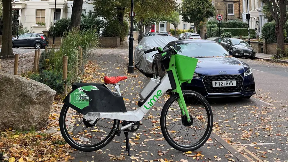 Poorly Parked Lime Bike - Courtesy of BBC News 